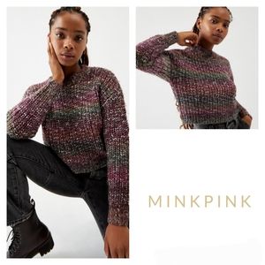 Minkpink Revolve Chunky Ribbed Mockneck Cropped Sweater Size Small NEW NWT
